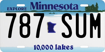 MN license plate 787SUM