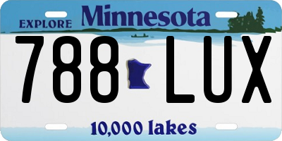 MN license plate 788LUX