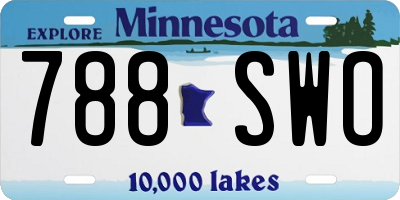 MN license plate 788SWO