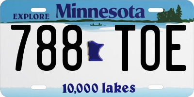 MN license plate 788TOE