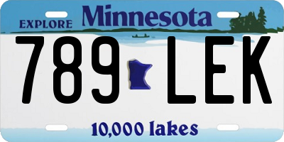 MN license plate 789LEK