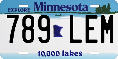 MN license plate 789LEM