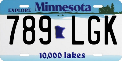 MN license plate 789LGK