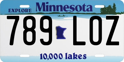 MN license plate 789LOZ