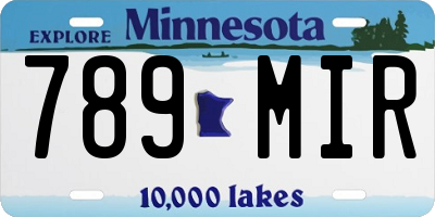 MN license plate 789MIR