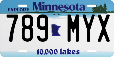 MN license plate 789MYX