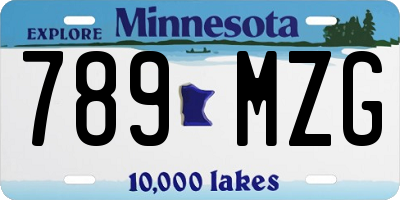 MN license plate 789MZG