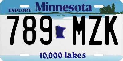 MN license plate 789MZK