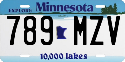 MN license plate 789MZV