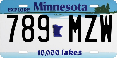 MN license plate 789MZW