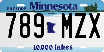 MN license plate 789MZX