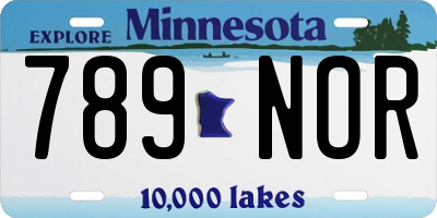 MN license plate 789NOR
