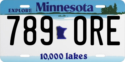 MN license plate 789ORE