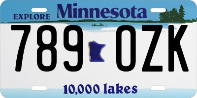 MN license plate 789OZK