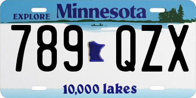 MN license plate 789QZX