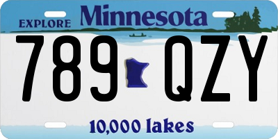 MN license plate 789QZY