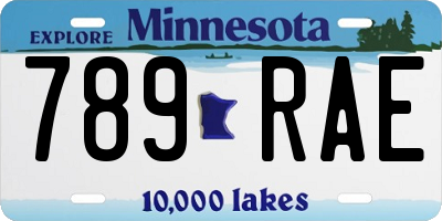 MN license plate 789RAE