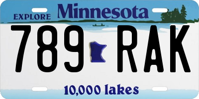 MN license plate 789RAK