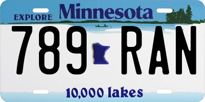 MN license plate 789RAN