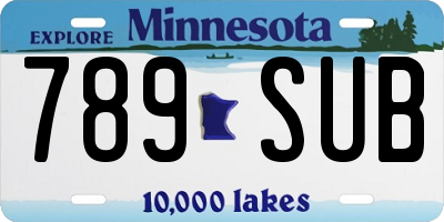 MN license plate 789SUB