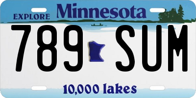 MN license plate 789SUM