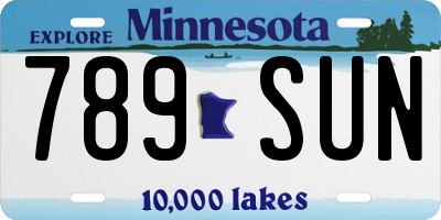 MN license plate 789SUN