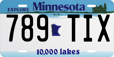 MN license plate 789TIX