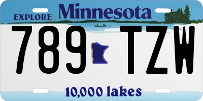 MN license plate 789TZW