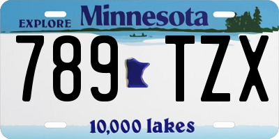 MN license plate 789TZX