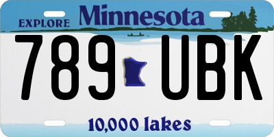MN license plate 789UBK