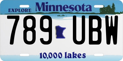 MN license plate 789UBW