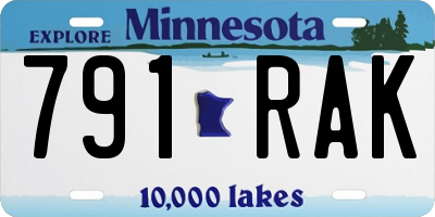 MN license plate 791RAK