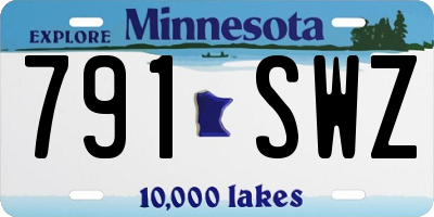 MN license plate 791SWZ