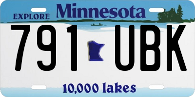 MN license plate 791UBK