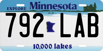 MN license plate 792LAB
