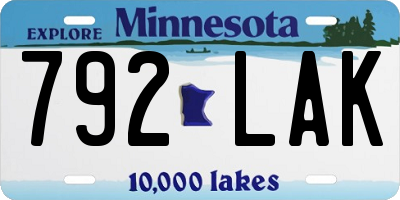 MN license plate 792LAK