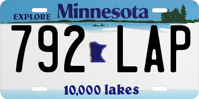 MN license plate 792LAP