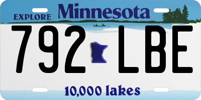 MN license plate 792LBE