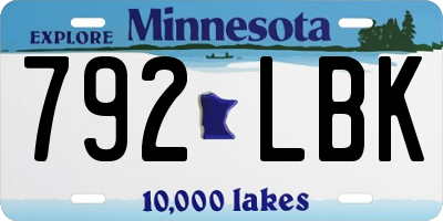 MN license plate 792LBK