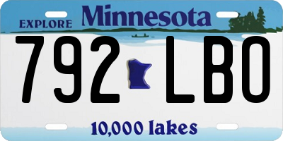 MN license plate 792LBO