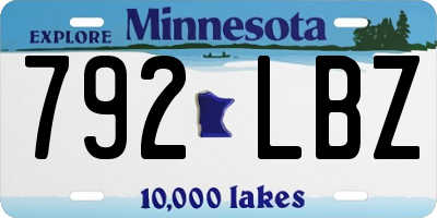 MN license plate 792LBZ
