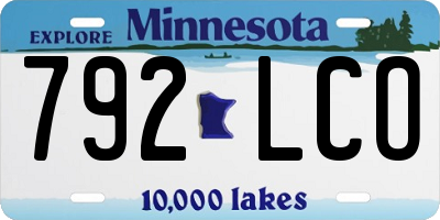 MN license plate 792LCO