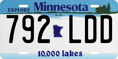 MN license plate 792LDD