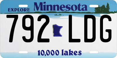MN license plate 792LDG