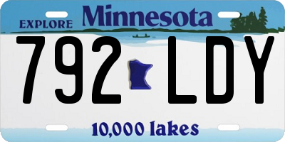 MN license plate 792LDY