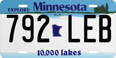 MN license plate 792LEB