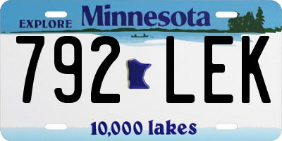 MN license plate 792LEK