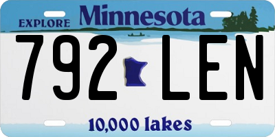 MN license plate 792LEN
