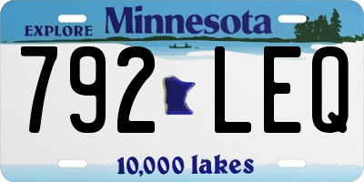 MN license plate 792LEQ
