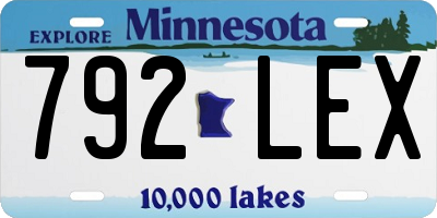 MN license plate 792LEX